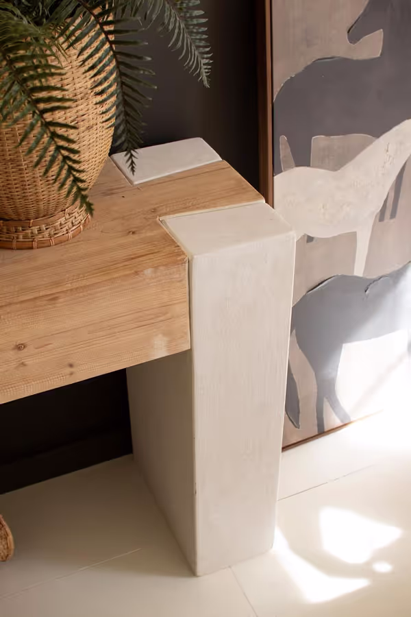 Textured Console with Wooden Top
