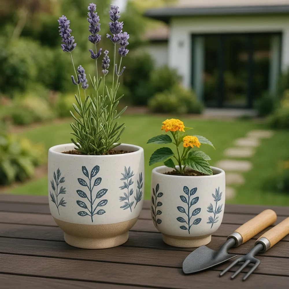 DRYDENBROOK SET OF 2 BLUE PLANTER 8 (IN)