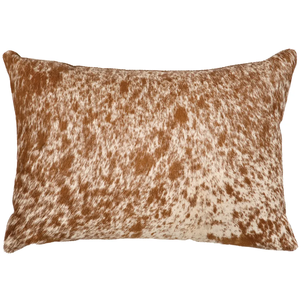 Speckled Light Brown Leather Pillow - Leather Back