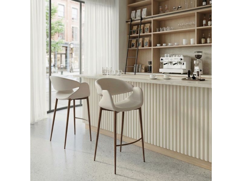 Limay Barstool Beige & Walnut 2