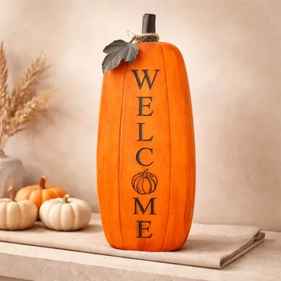 Small Orange Welcome Pumpkin 6x13.5in