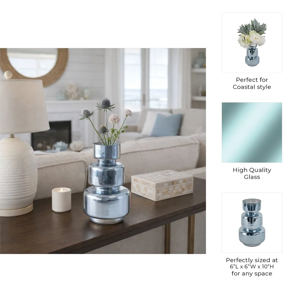 SOLCLIFF BLUE GLASS VASE 10 (IN)