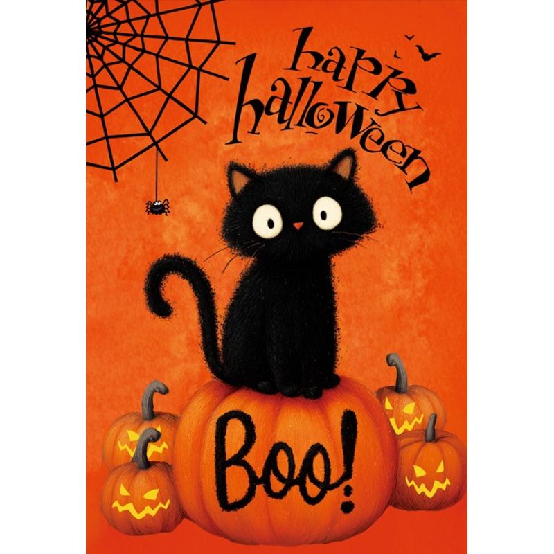 12X18IN HAPPY HALLOWN BOO CAT