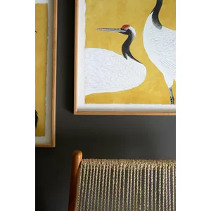 Set of 2 Framed Black, White and Red Herons Prints Under Glass 4