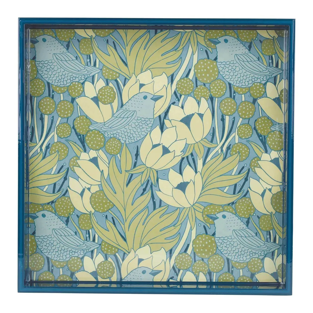 Chickadee Square Lacquer Serving Tray