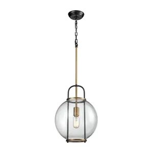 Faraday 12'' Wide 1-Light Pendant - Aged Brass with Black 4