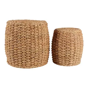 ZANEWELL SET OF 2 TAN OTTOMANS 17 (IN) 3