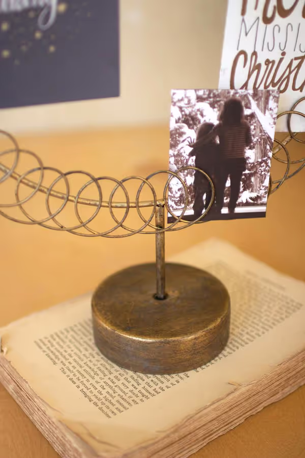 Round Wire Christmas Card Holder on a Stand