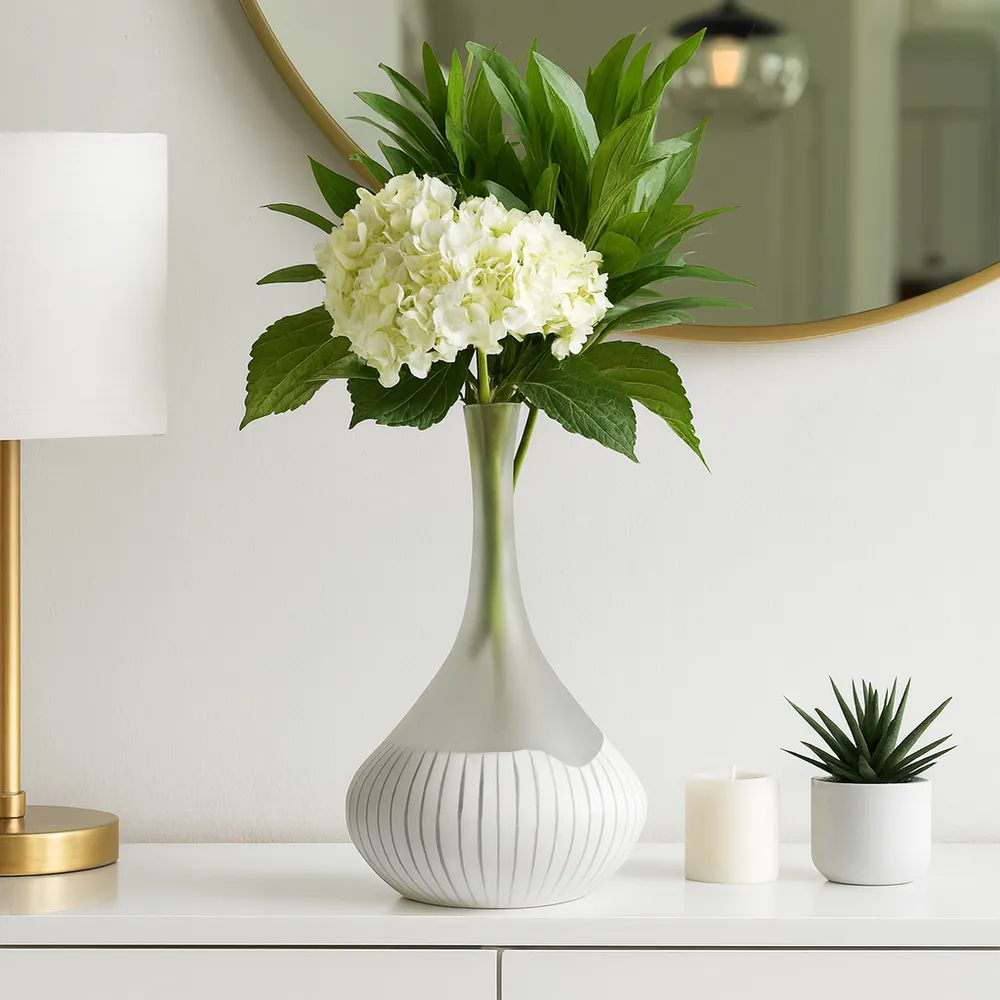 THORNBY WHITE GLASS VASE 15 (IN)