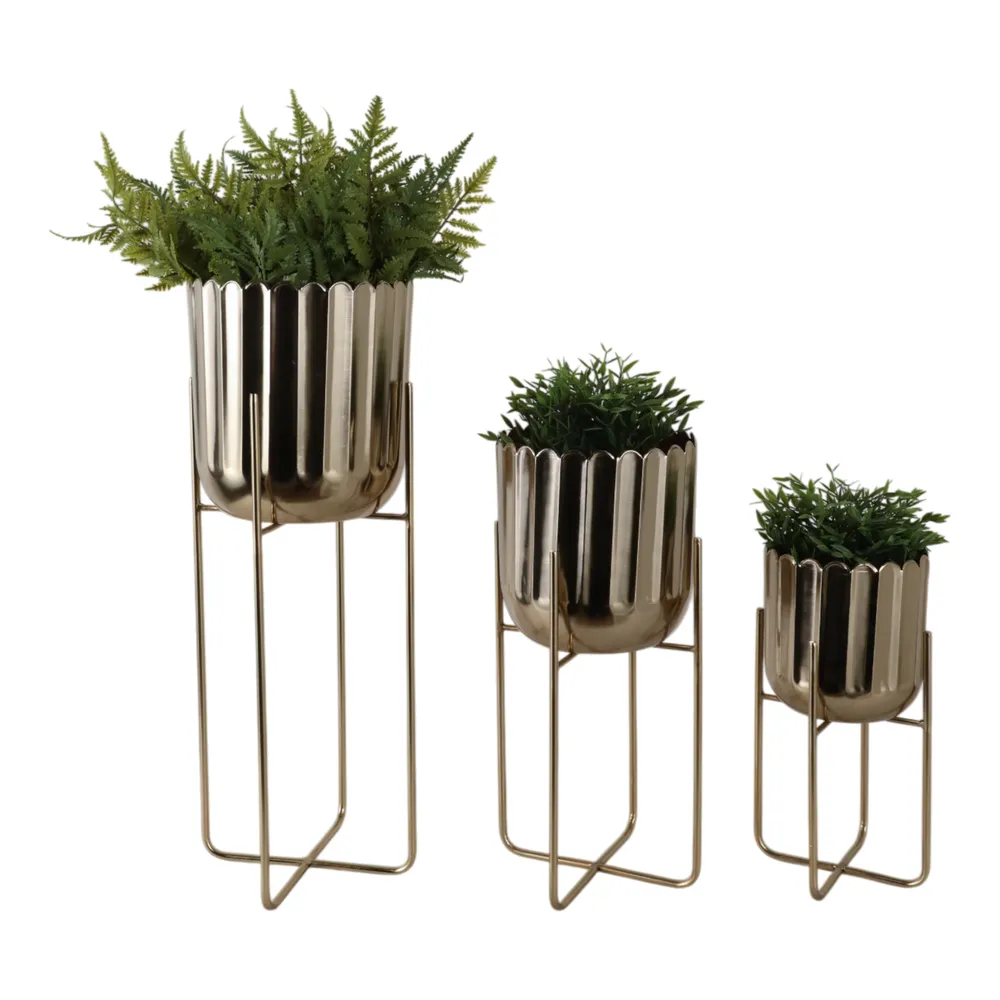 ANSELBEACH SET OF 3 GOLD PLANTER 27 (IN)