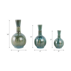 AVAGROVE SET OF 3 GREEN VASES 14 (IN) 8