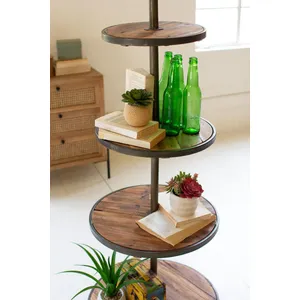 Four-Tiered Recycled Wood and Metal Display Tower 2
