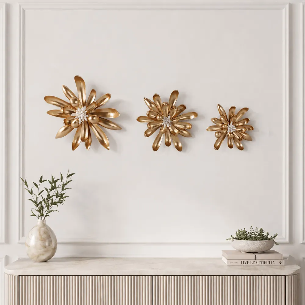 ELLENGROVE SET OF 3 GOLD WALL SCULPTURES 16 (IN)