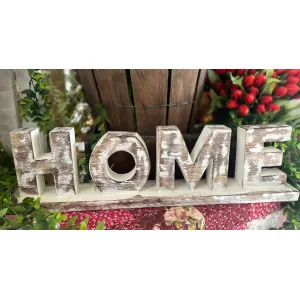 HOME Whitewashed Wooden Sign 3