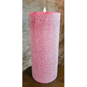 Red Frosted Moving Flame LED Candle 5x11.5in 2