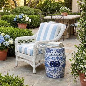 FLINTHAM BLUE GARDEN STOOL 18 (IN) 10