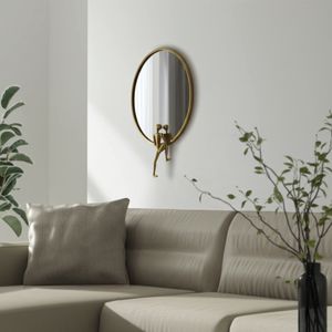 METAL, 24"H, MIRROR WITH MAN DECO, GOLD 2