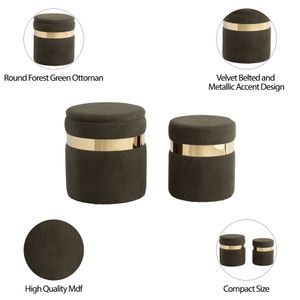 GORDENRIDGE SET OF 2 GREEN OTTOMANS 18 (IN) 9