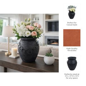 TILTONBEACH BLACK VASE 12 (IN) 10