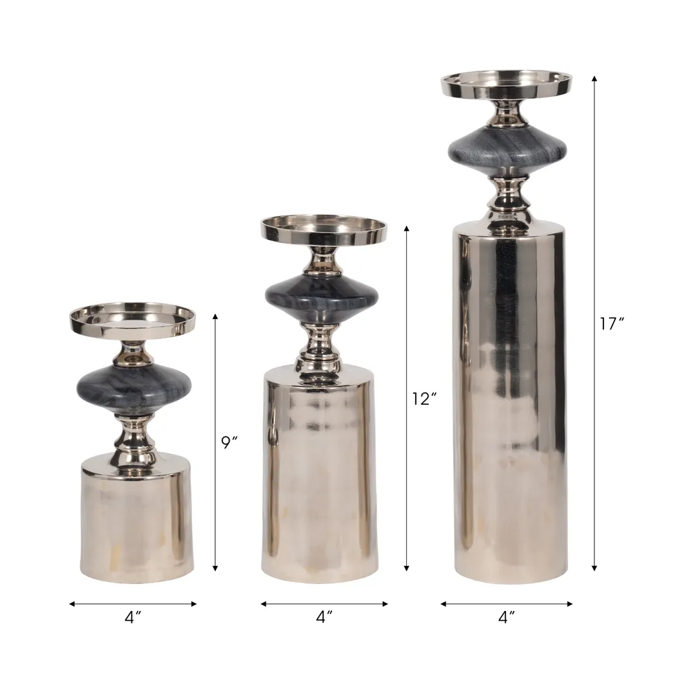 HAMPTONMILL SET OF 3 GRAY CANDLE HOLDER 17 (IN)