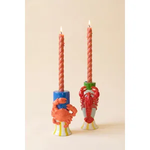 Set of 2 Ceramic Lobster and Crab Candle Holders 2