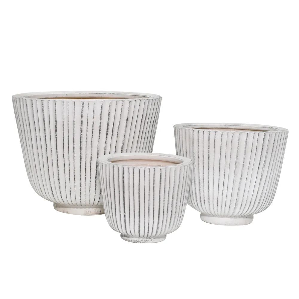 RIPLEYLAND SET OF 3 WHITE PLANTER 9 (IN)