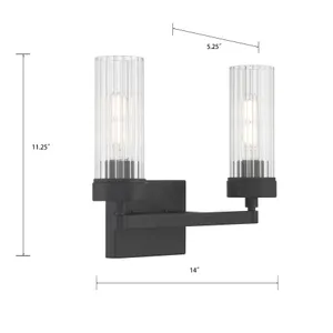 Lida 14'' Wide 2-Light Vanity Light - Matte Black 2