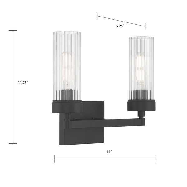 Lida 14'' Wide 2-Light Vanity Light - Matte Black