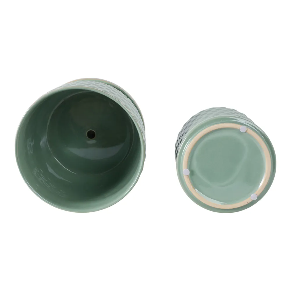 WINTONLAND SET OF 2 GREEN PLANTER 9 (IN)