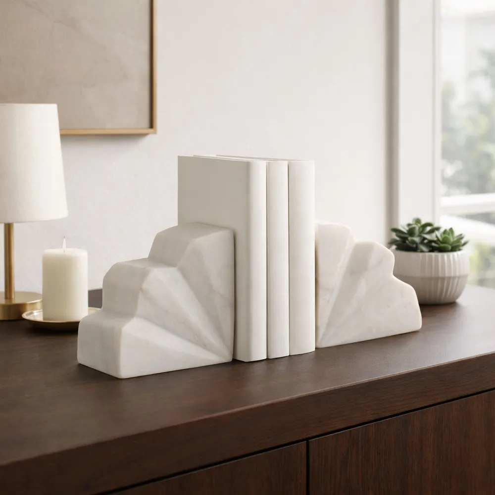 HENSONHOLM SET OF 2 WHITE BOOKENDS 6 (IN)