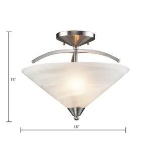 Elysburg 16'' Wide 2-Light Semi Flush Mount - Satin Nickel 2