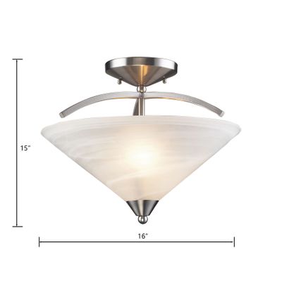 Elysburg 16″ Wide 2-Light Semi Flush Mount - Satin Nickel