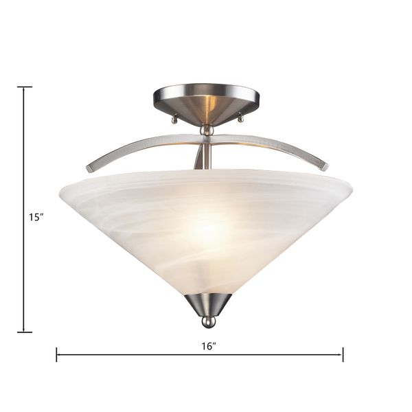 Elysburg 16'' Wide 2-Light Semi Flush Mount - Satin Nickel