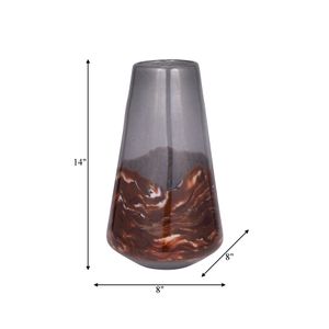 EVERTONVALE BLACK GLASS VASE 14 (IN) 8