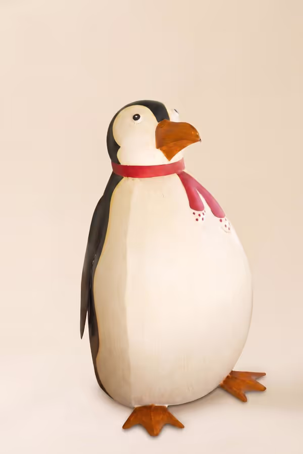 Large Painted Metal Penguin