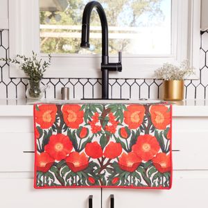 Icelandic Poppies Green Eco Kitchen Tea Towel 3