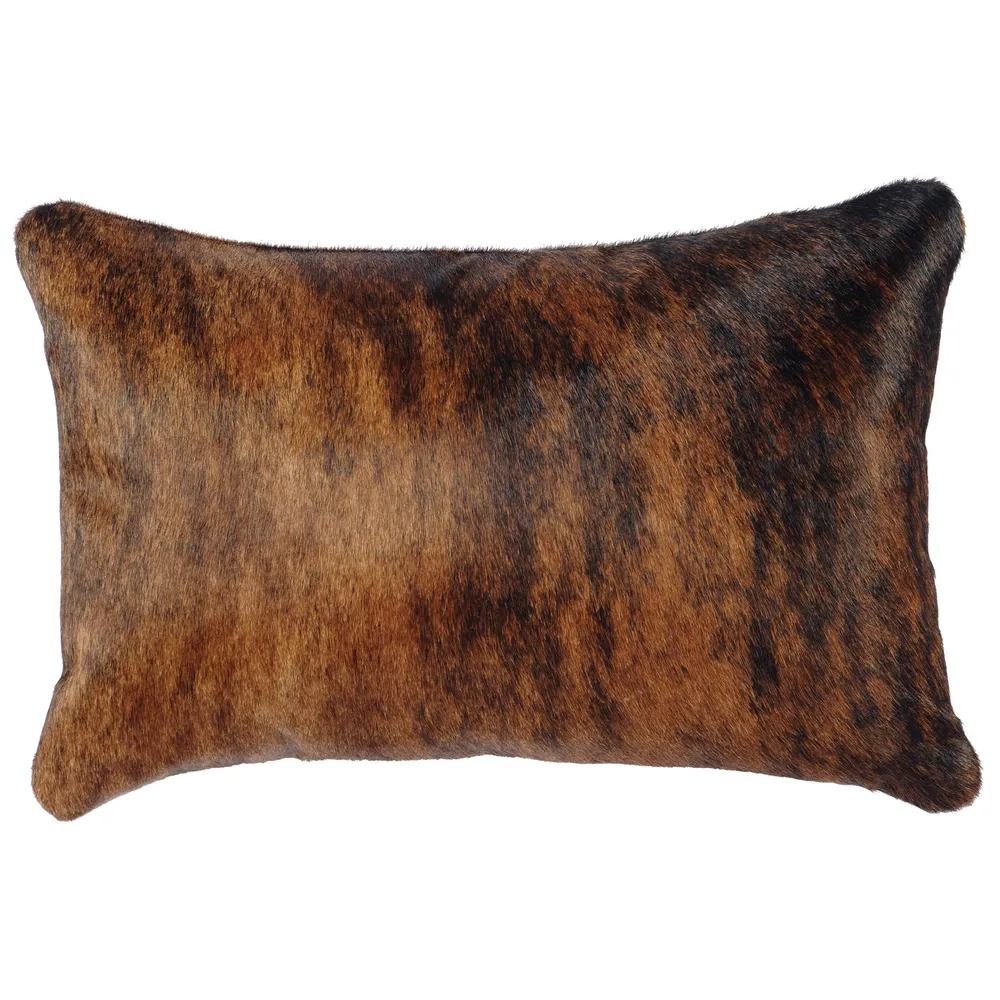 Dark Brindle Leather Pillow - Fabric Back