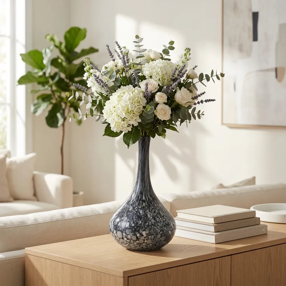 DOUGALROSE GRAY GLASS VASE 15 (IN)