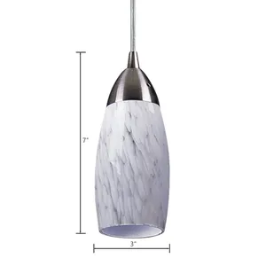 Milan 3'' Wide 1-Light Mini Pendant - Satin Nickel with Snow White Glass 2