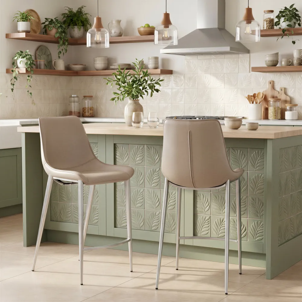 Magnus Counter Stool Brown & Silver