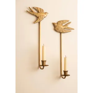 Antique Gold Sparrow Candle Wall Sconces 4