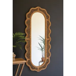 Rattan Squiggle Framed Rectangle Mirror 1