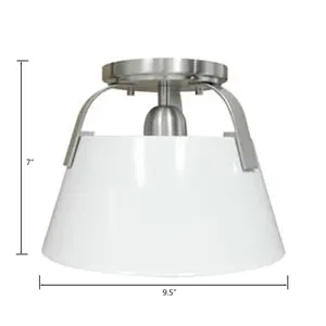 Jepson 9.5'' Wide 1-Light Semi Flush Mount - Matte White with Brushed Nickel 3