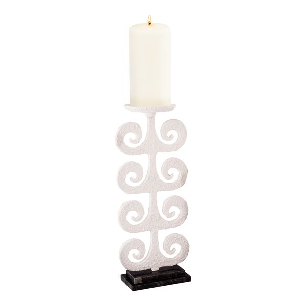 Curled Fern Candleholder - White