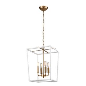 Kingdom 14'' Wide 4-Light Pendant - Aged Brass with White 1