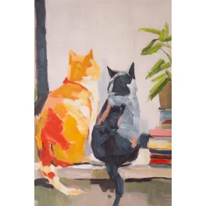 Framed Two Cats Painting 5