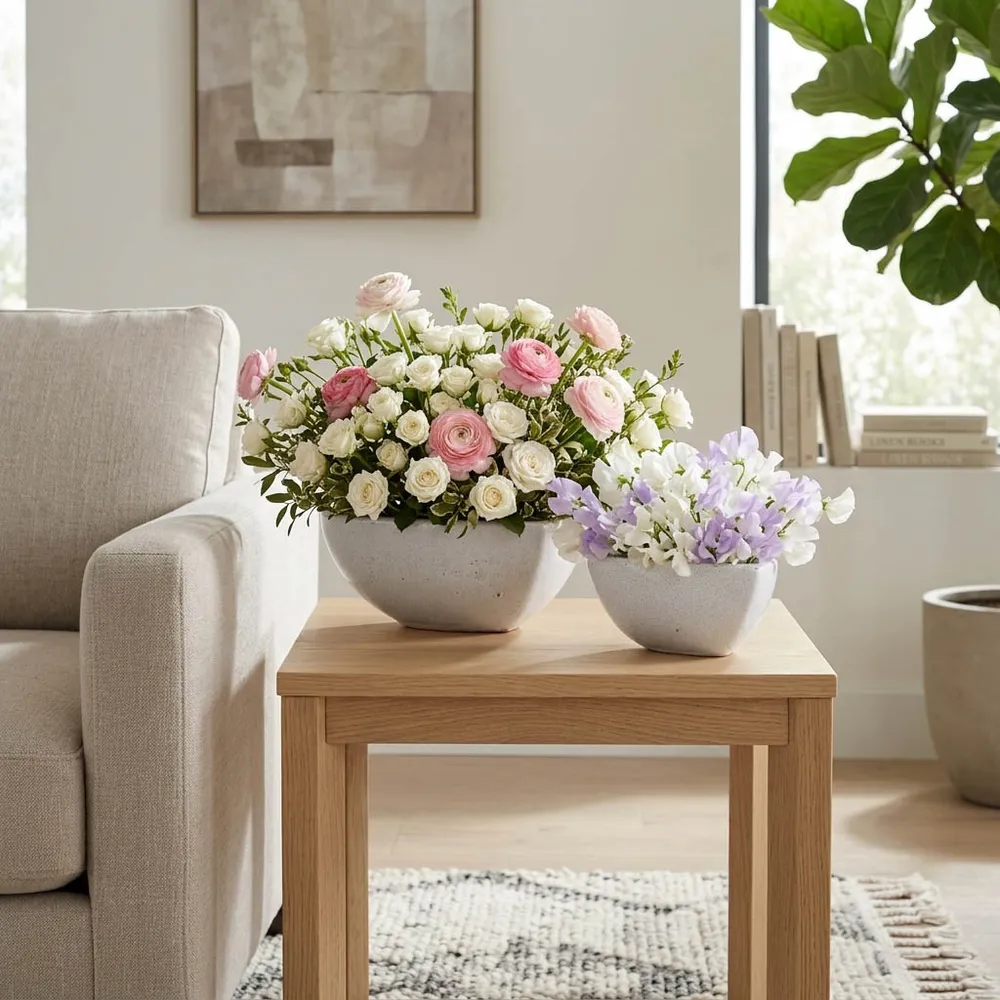 DEVONCLIFF SET OF 2 WHITE PLANTER 4 (IN)