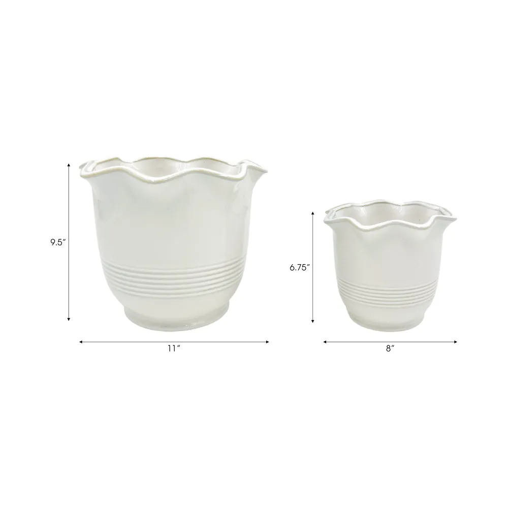 ALECHAVEN SET OF 2 IVORY PLANTER 11 (IN)