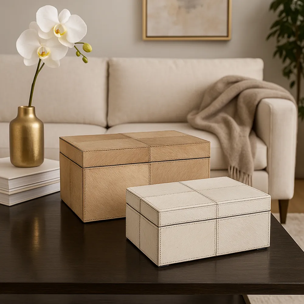 ESSEXLAND SET OF 2 IVORY BOXES 6 (IN)