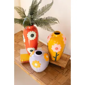 Set of 3 Ceramic Vases with Flowers 2